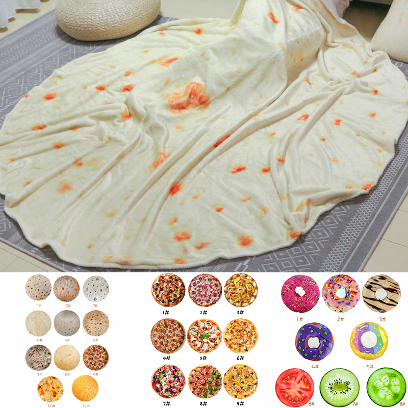 

120/150/180cm Round Throw Blankets Burrito Blankets Tortilla Cross-border Hot Sale Pancake Blanket Flannel Blanket Drop shipping XD24321