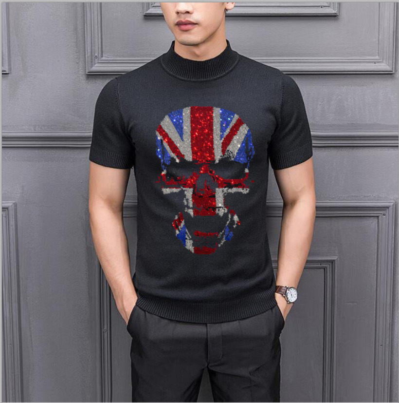 

Fashionable 2021 New Man 100% Cotton Strass Top Pullovers Sweater Z7on, Sky blue