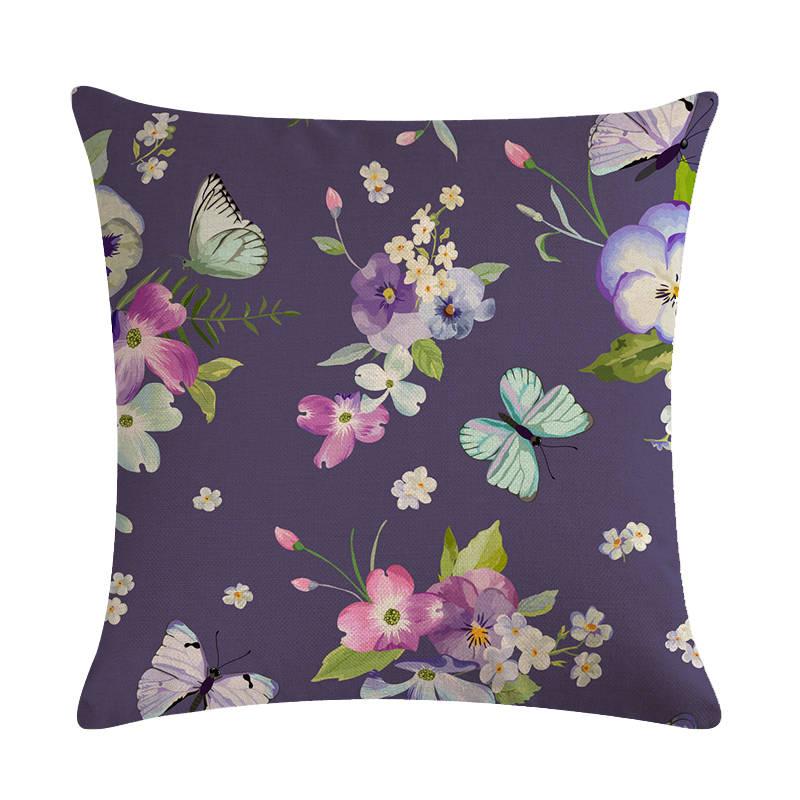 

Decorative Linen Throw Pillow Cover Flowers Cushion Cover Soft Square Floral Throw Pillow Case For Living Room Sofa Couch, 2010728