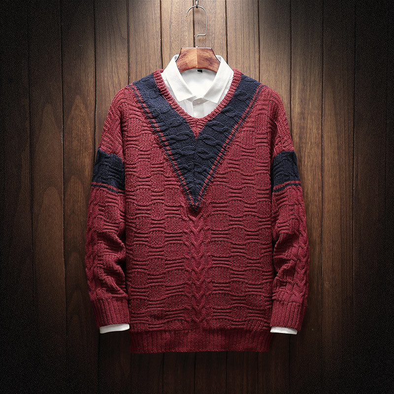 

2021 New Mens Bluse Mode with Garnish From Slim Fit Knitting Sweater Men Pullovers Autumn Plus Size M-5xl 606W, Dark blue