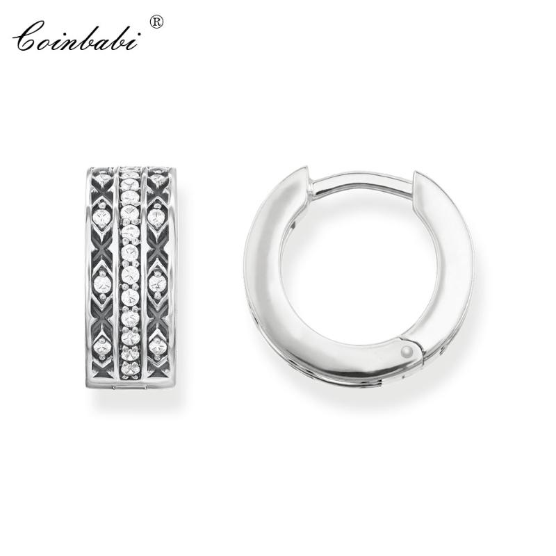

Hoop Earring Asian Ornament White Trendy Gift For Women High Quality Earring Europe Style 925 Sterling Silver Fashion Jewelry