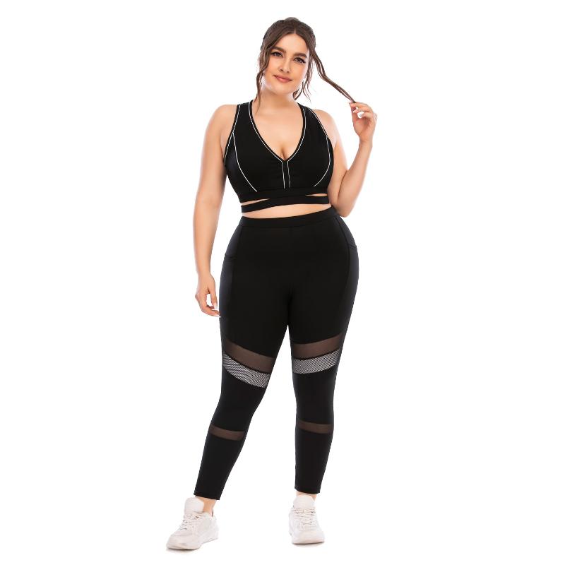 

Sports Wear for Obese Women Gym Legging Yoga Set Aerial Body Training Fitness Suit Female Plus Size Sportsuit Workout Clothes, Bra