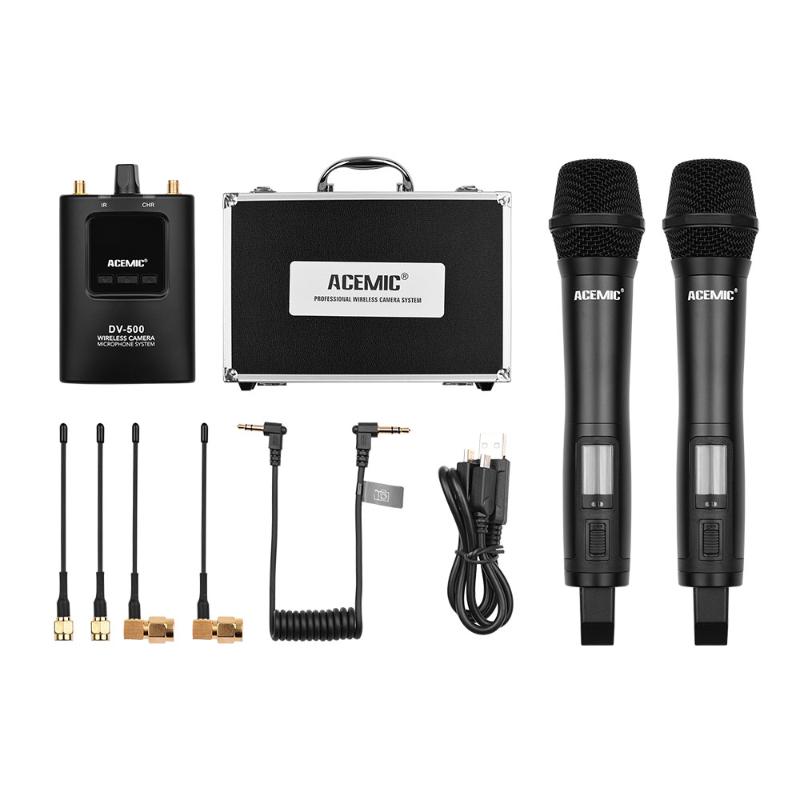 

ACEMIC UHF Wireless mini Microphone System Dynamic MIC Receiver 80m Transmission Rechargeable Battery for Camera Video Interview