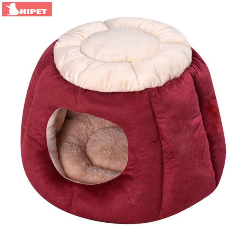 

Winter Dog Cat House Bed Puppy Kennel Indoor Warm Cotton Creative Foloable Pet Nest For Small Dogs Kitten Cats Cave Bed Cushion