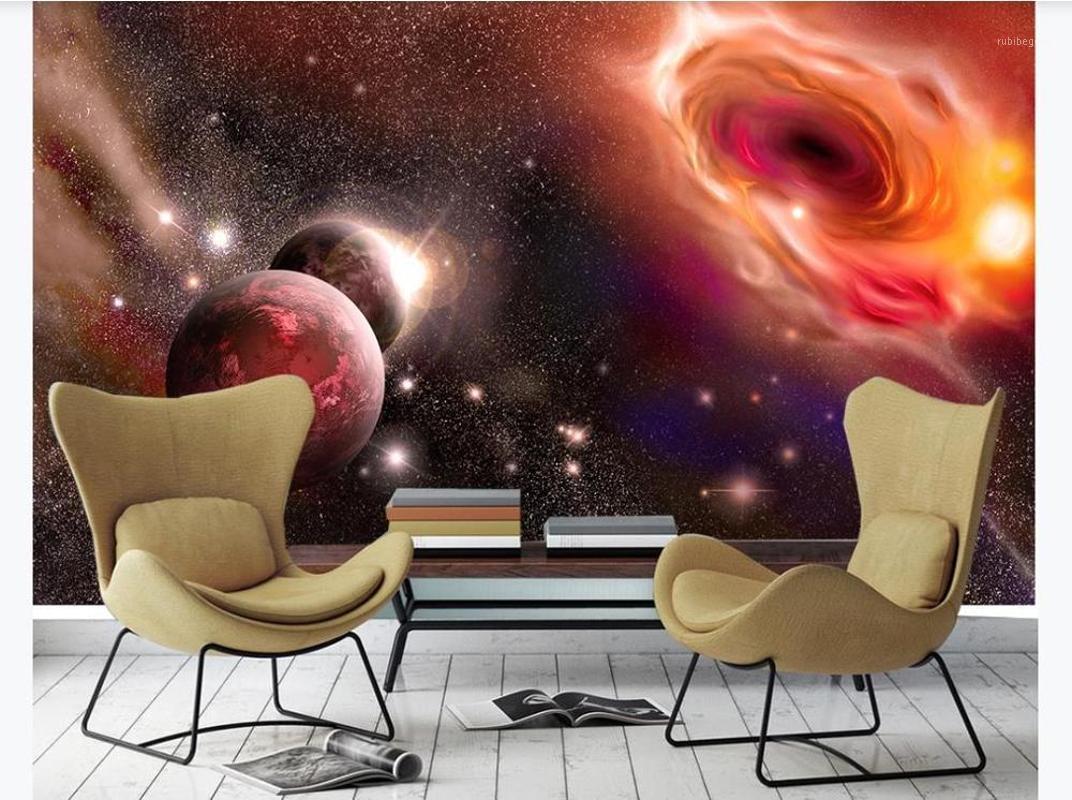 

Custom Beautiful fantasy universe starry sky planet milky way Mural Living room Bedroom TV background wallpaper for Walls 3D1, As pic