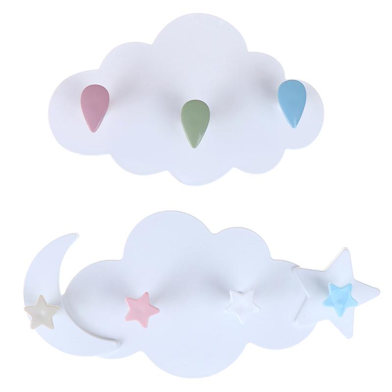 

Creative Key Hanging Hanger Kitchen Storage Hook Cute Star Moon Cloud Shape Nail-free Wall Clothes Hooks Kids Room Decorative