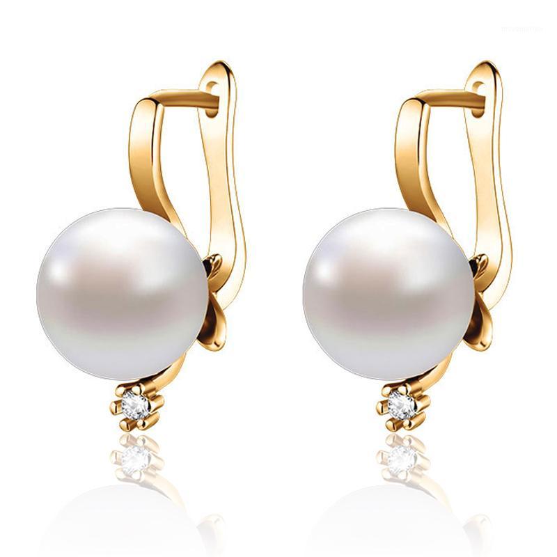 

Simple 12mm Round Pearl Drop Earrings for Women Gold Silver Color Plated Cubic Zirconia Crystal Earring New Fashion Jewelry Gift1
