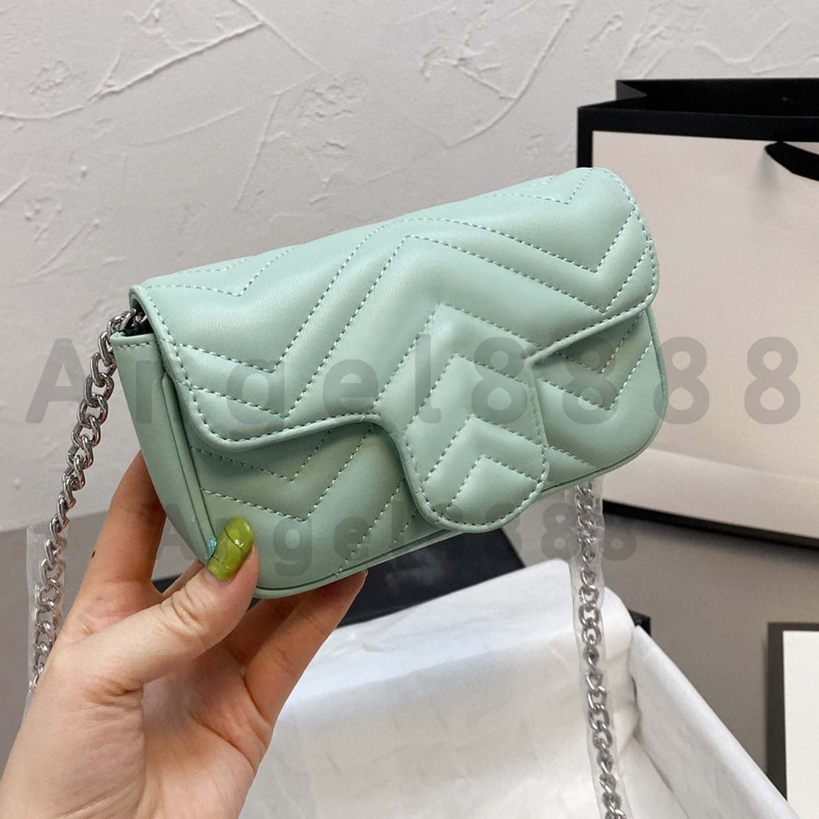 

Luxury Designer Brand Fashion Shoulder mini Bags Handbags High Quality Women chains letter purse phone bag wallet temperament cross body tot, Picture color with logo 17*22*26cm