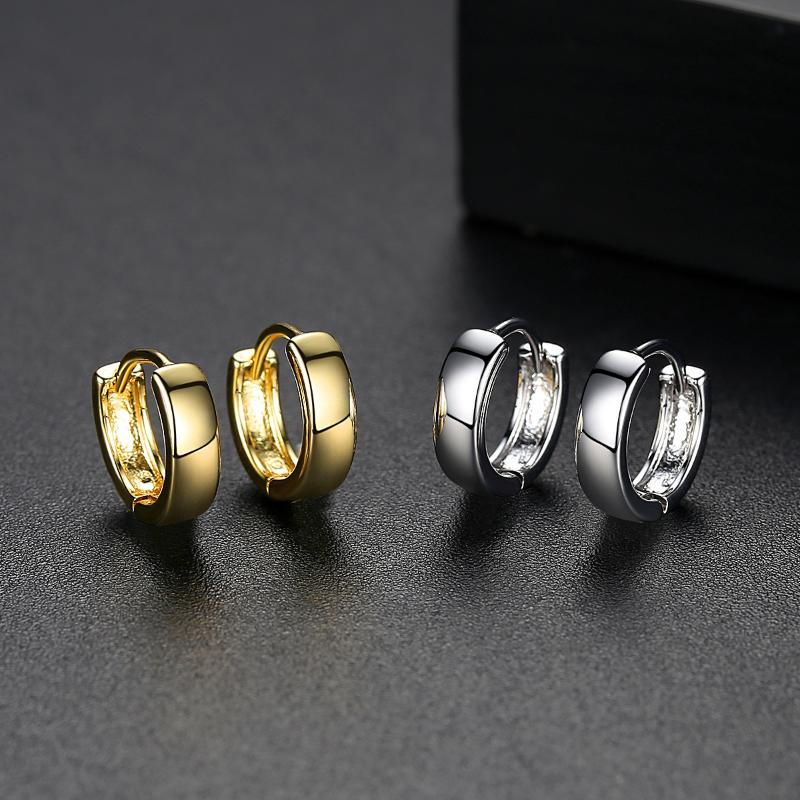 

Korea Simple Gold Silver-color Smooth Surface Circle Hoop Earrings For Girl Women Men brincos oorbellen boucle d'oreille Jewelry