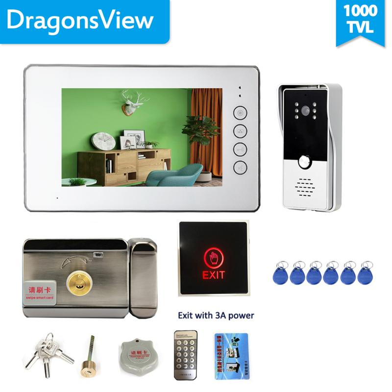 

Dragonsview 7 Inch Video Doorbell With Camera Video Door Phone Intercom System Day Night Waterproof Unlock Dual Way Talk