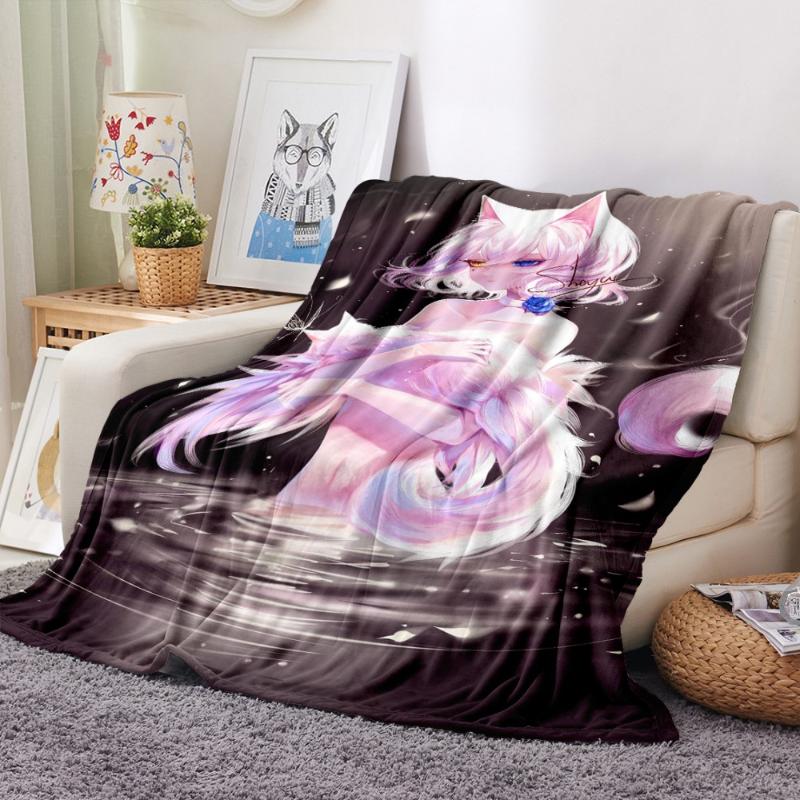 

Anime Girls Print Flannel Blanket Kids Gift Bed Cover Warm Bedspread Soft Cartoon Bedroom Throw Blanket Teens Girl Nap