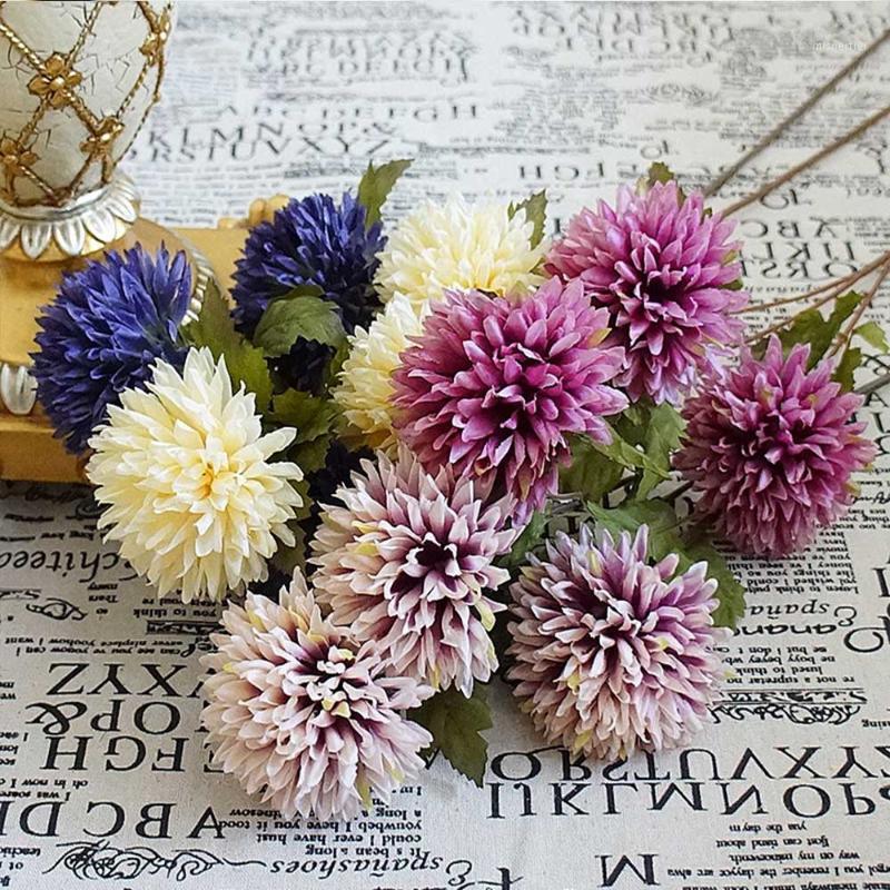 

1 bundle European flowers autumn decoration silk daisy new Year christmas decorations artificial flowers for home vases wedding1, Blue