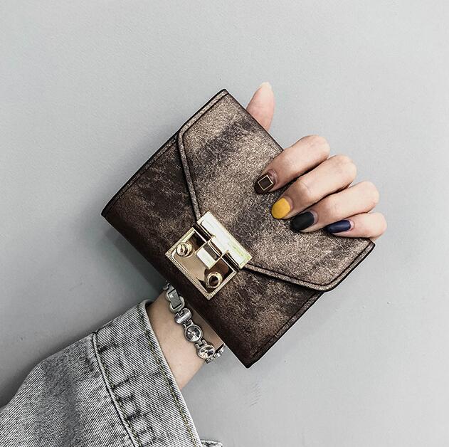 

Factory wholesale women handbag street trend gold buckle womens purse retro leather wallet multifunctional printed leathers womenes coin purses, Deep brown1(boutique box)
