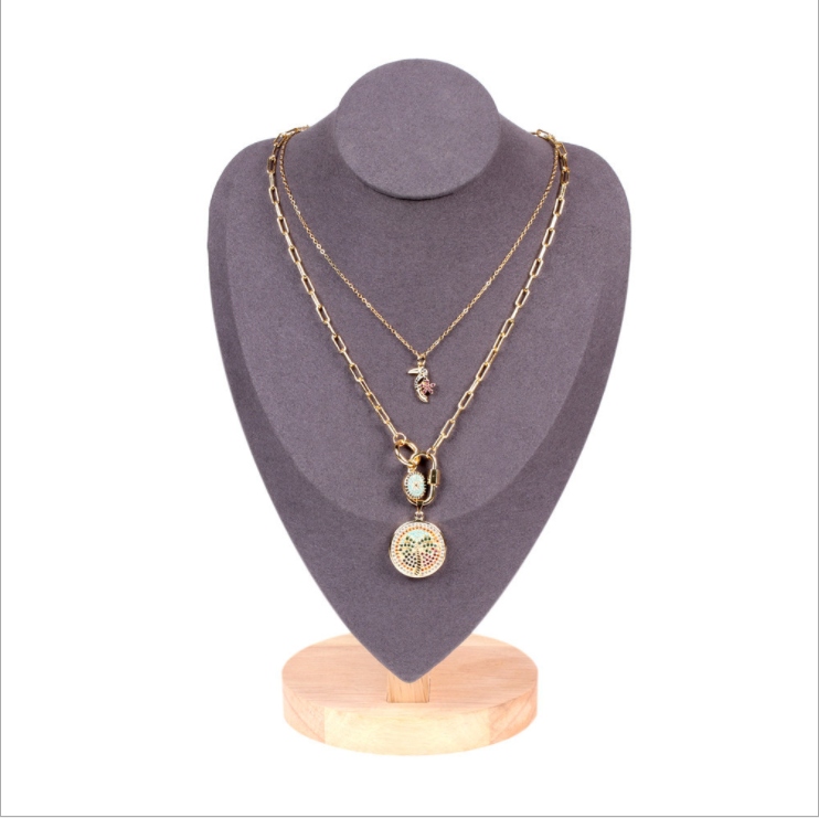 

Toucan zircon round brand turnbuckle hip hop double necklace wholesale