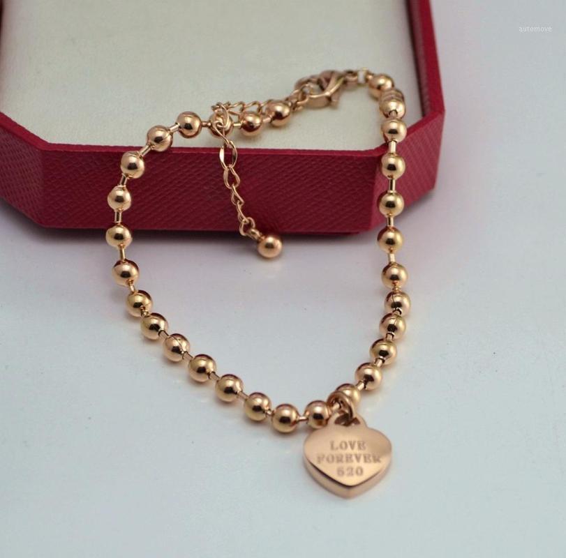 

Love-heart charms Bracelet Titanium Steel Rose Gold high Quality Bracelet Jewelry drop shipping1