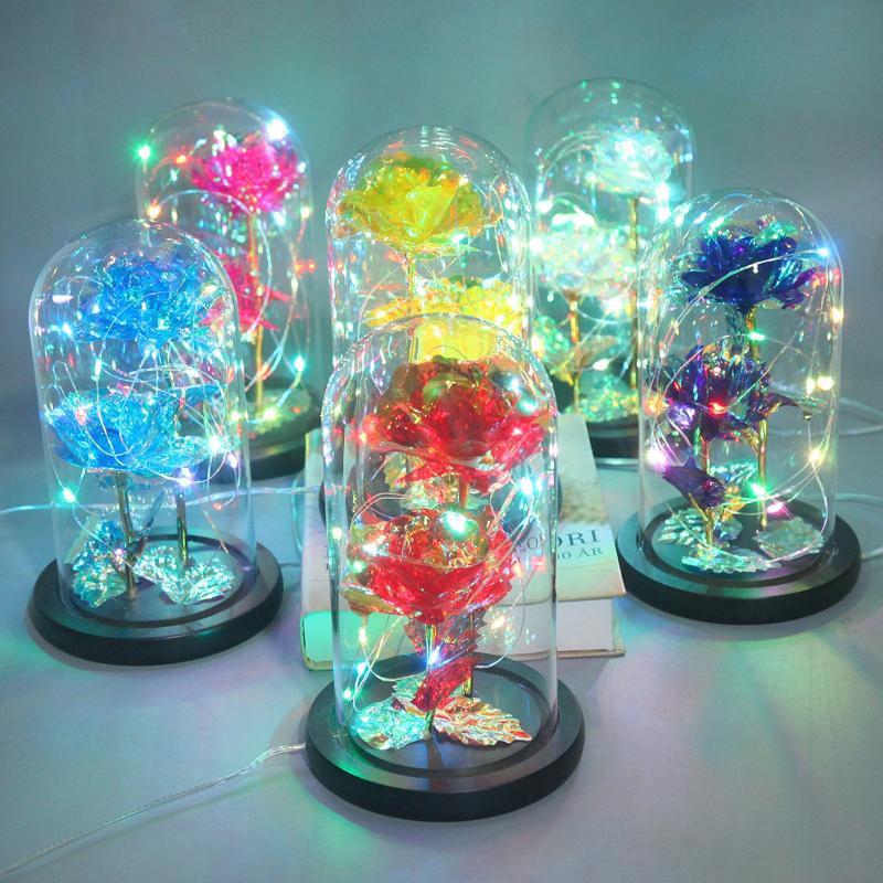 

Beautiful Led Rose Glass Bottle String Light Desk Lamp Romantic Valentine's Day Birthday Gift Home Decoration Wedding Decoration, Blue