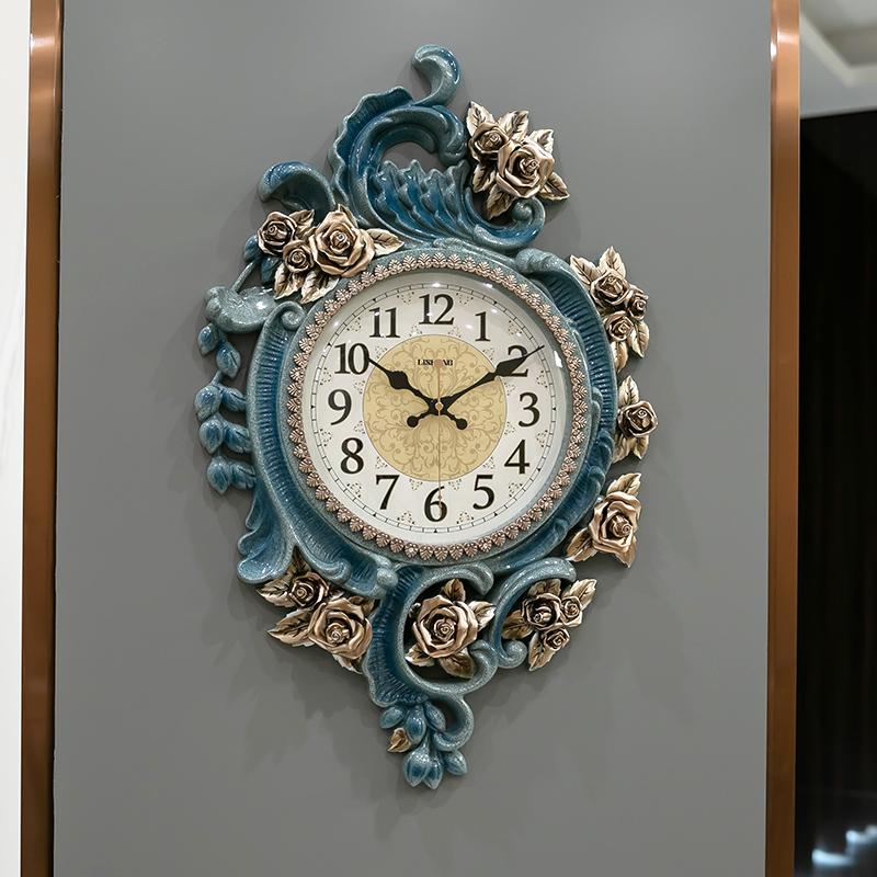 

Pastoral Quartz Wall Clock Luxury Vintage Big Wall Clock Art Creative Horloge Murale Design Moderne Home Decoration 50WC