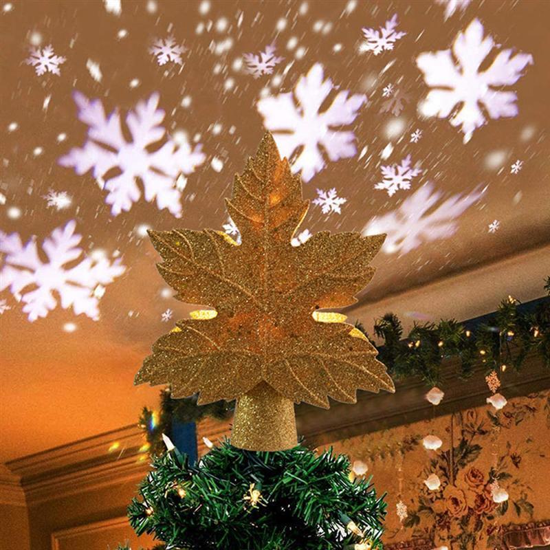 

Christmas Tree Topper Ornament Leaf Shaped Projecting Lamp New Year Decorations Xmas Tree Lamp Home Decor Project Star Light