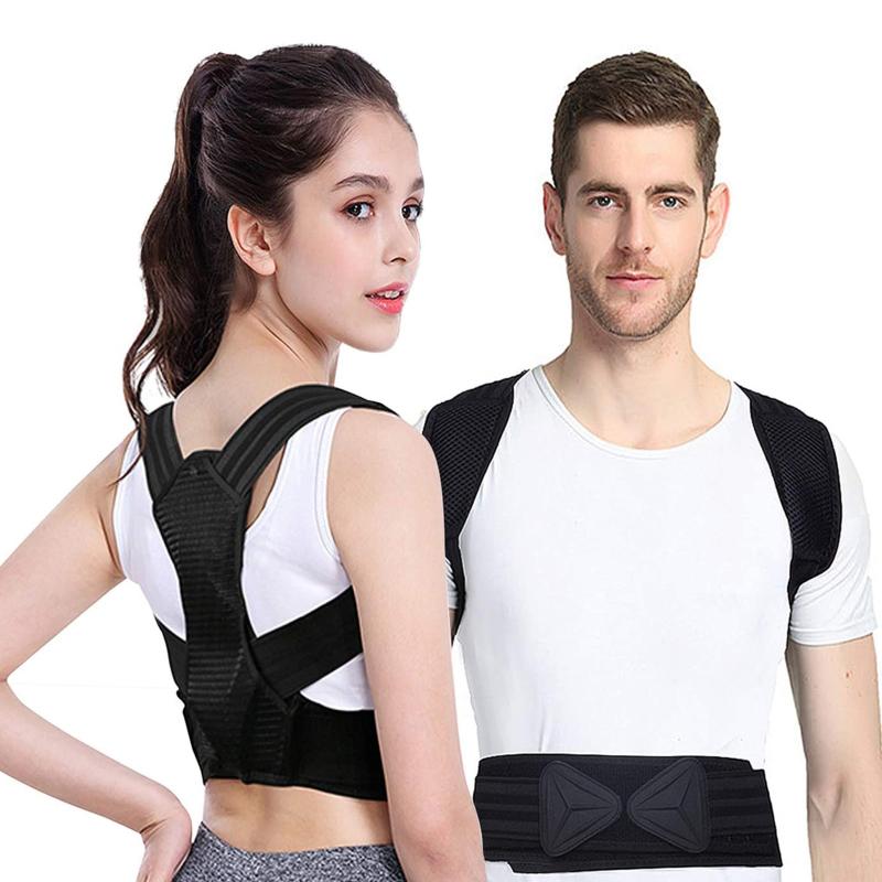 

Posture Trainer Back Corrector Relief Posture Trainer Spinal Support Pain Relief Breathable Adult Adjustable Corrector, Black l