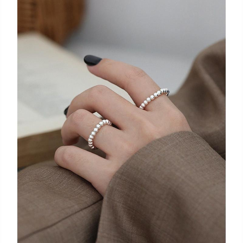 

Minimalit 990 sterling silver beads rings for women fine jewelry friends gifts, simple woman finger ring silver 925 accessories