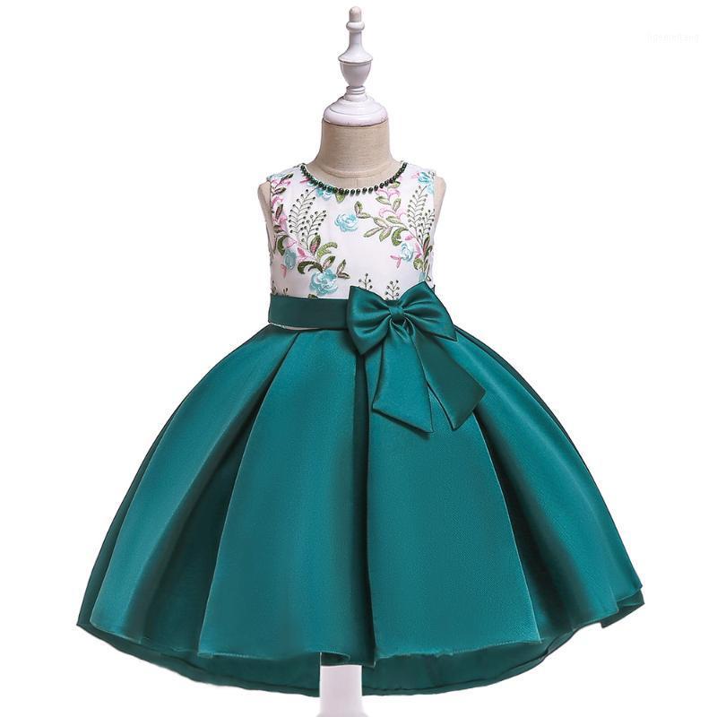 

New Summer Swallowtail Birthday Party Dress Flower Children's Dress Piano Costume Photography Beads Embroidery for Girl1, Pink