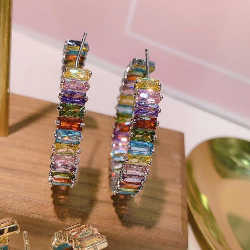 

HIBRIDE Personality Hot Cubic Zircon Super Circle Hoop Earrings For Women Fashion Jewelry Trendy Retro Round Hoop Earring E-901