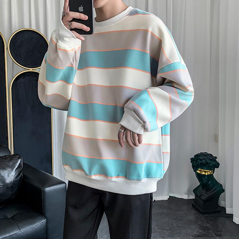 

Casual Loose Sweatshirt Fashion Autumn Korean Style Harajuku Crewneck Aesthetic Sweatshirt Polerones Hombre Men' Clothing DB60W, Black