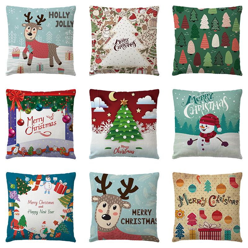 

New Santa Claus Snowman Christmas Linen Pillow Cover Home Decor, Ysbz004-11
