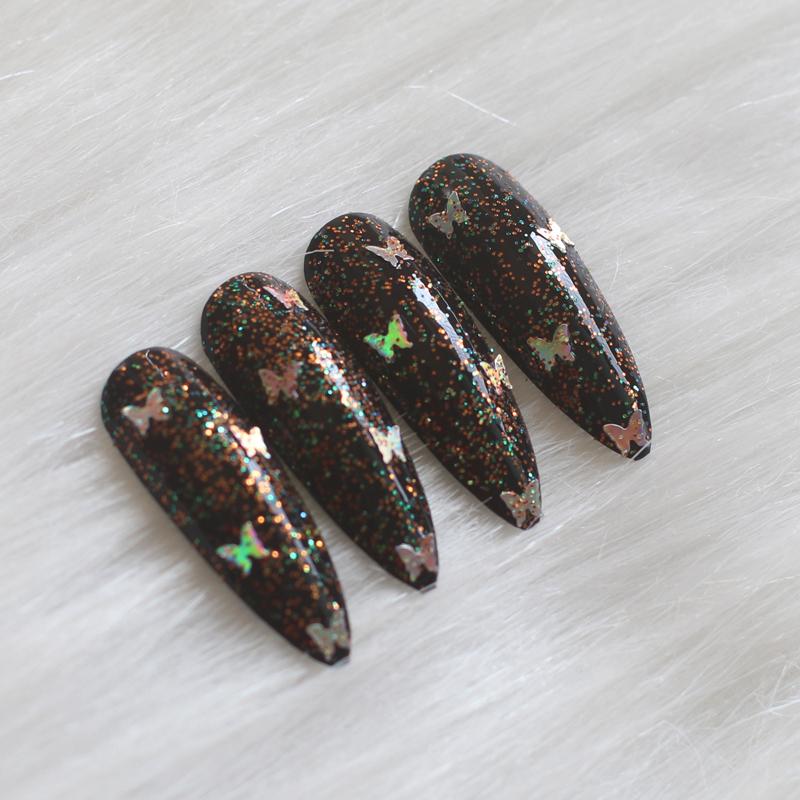 

24pcs New upscale Salon High Heels DIY Crystal Glitter Hand made Fake Nails black, 1pcs