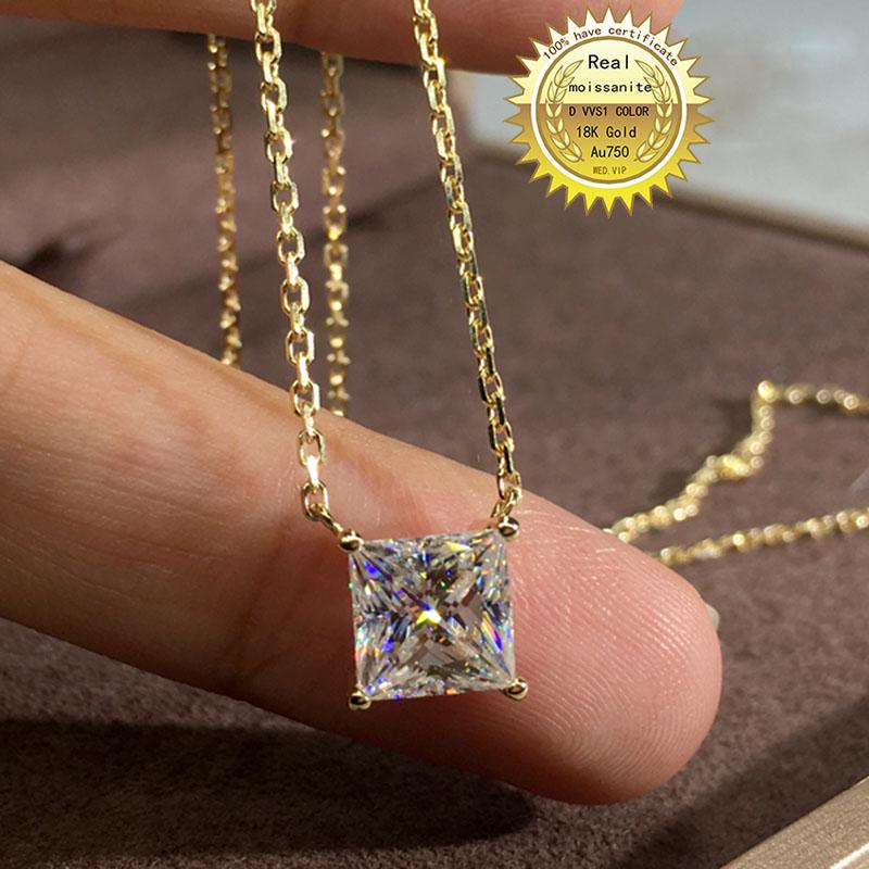 

Solid Au750 18K gold Necklace 2ct moissanite Diamond DVVS color With national certificate 001