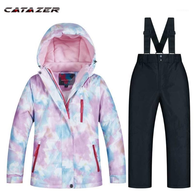 

Catazer Girls Ski Suit Waterproof Kids Ski Jacket Pants Thermal Winter Outdoor Skiing Snowboarding Clothing Snowboard Jacket1, Black