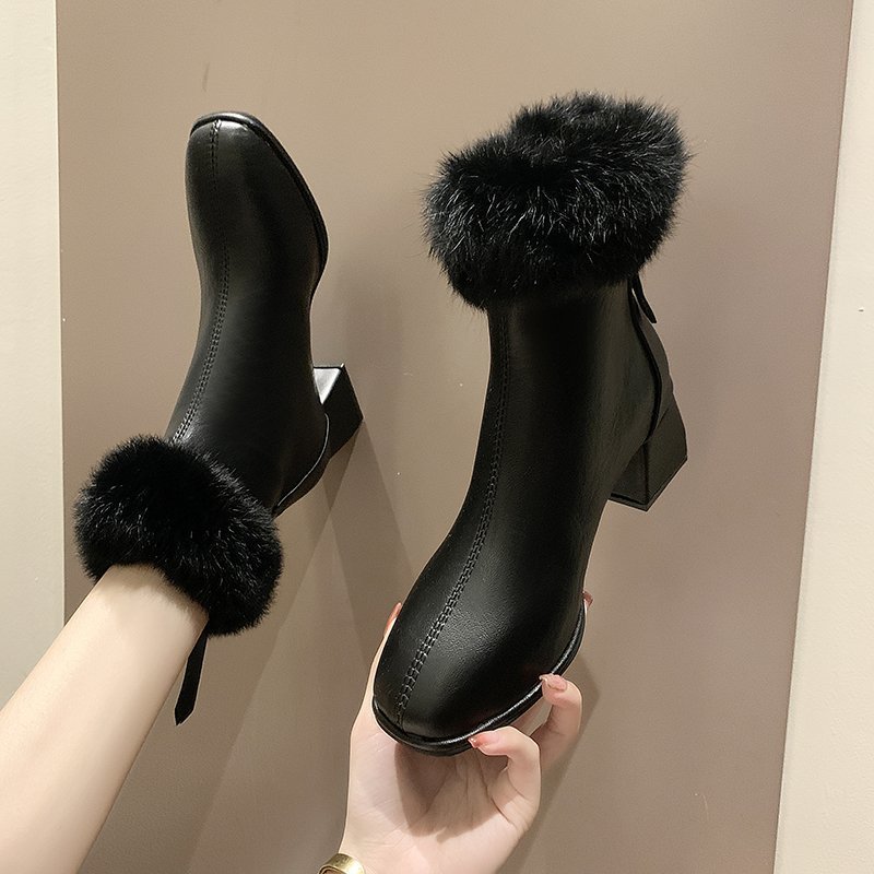 

Soft Top from skin of the fake plutonium leather ankle boots for women fashion toe square foot shoes women's short dwaterproof, 12400；beige-12400；