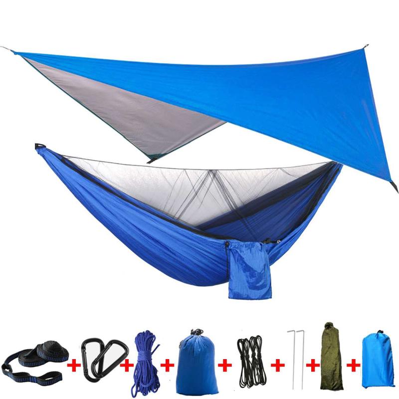 

300KG Load Oxford Cloth Sun Shelter Tent Awning Rain Tarp Lightweight Canopy Net with Anti-Mosquito Camping Hammock