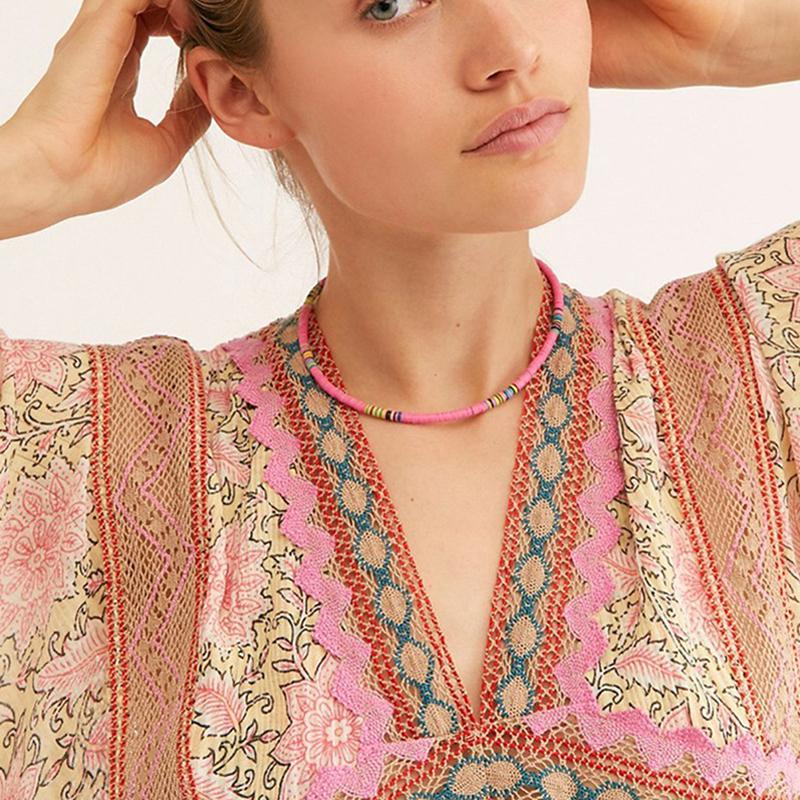 

Fashion Women Retro Bohemia Soft Ceramics Choker Neckalce Jewelry Gifts