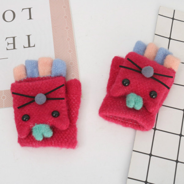 

Winter Kids Keep Warm Gloves Cute Children Gloves Outdoor Riding-Gloves Boys and Girls Flip-gloves Kids 2020 New Finger-Gloves Hot Sale, Red