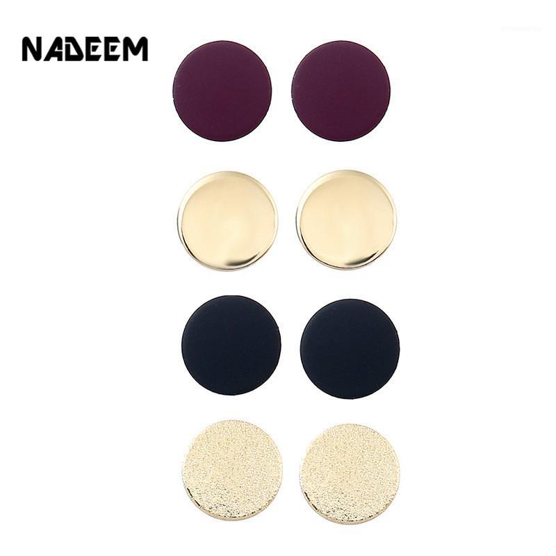 

NADEEM 4Pair/Stets Metal Ear Stud Earrings Gold Color Round Shaped Stud Earrings Set Jewelry Boucle D'oreille Pendientes Mujer1