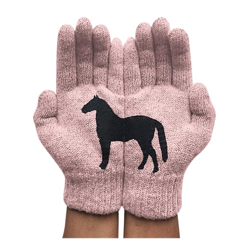 

Ladies Woolen Gloves Autumn And Winter Outdoor Warm Dog Printing Gloves Outdoor Cycling And Skiing Thermo Handschoenen