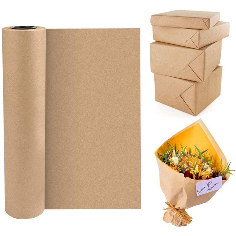 

30 Meters Brown Kraft Wrapping Paper Roll Recycled Paper For Gift Crafts Painting Birthday Party Wedding Packaging Decoration