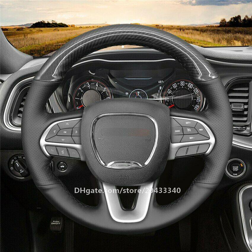 

Black Leather PU Carbon Fiber Steering Wheel Cover for Dodge Challenger Charger