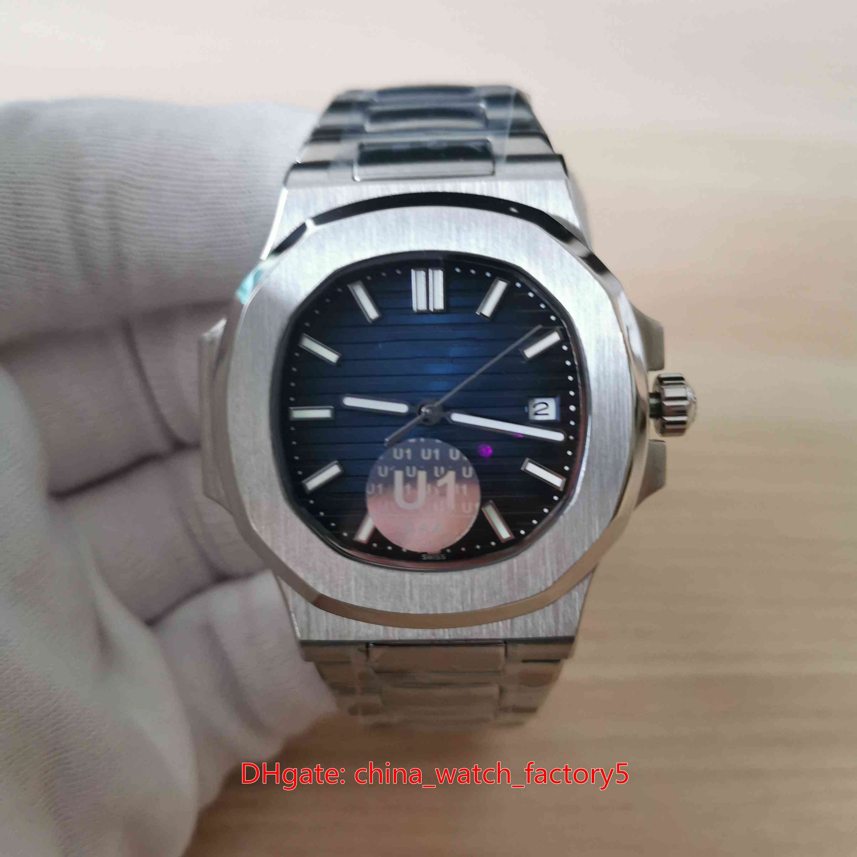 

U1 Factory Top Quality Watches 40mm Nautilus 5711 1A/010 Blue Dial Sapphire Asia 2813 Movement Transparent Mechanical Automatic Mens Watch Men's Wristwatches, No box papers