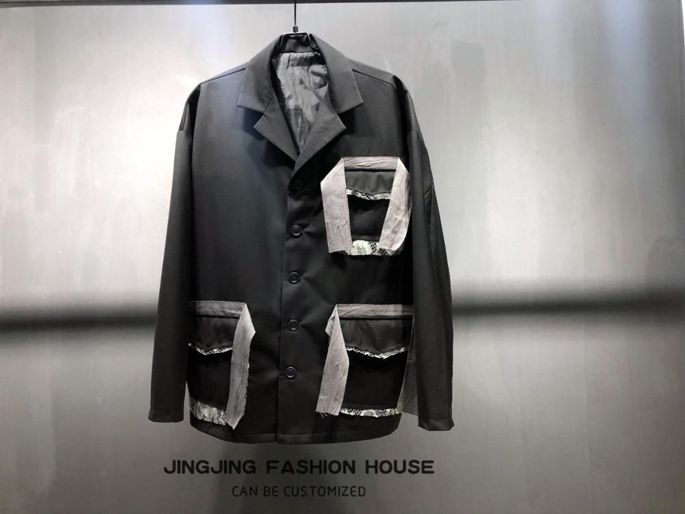 

2021 New Black Man Stick Cloth Wool Border Sewing Rentals Beggar Make Old Loose Non-korean Non-version Suit More Size UYQJ