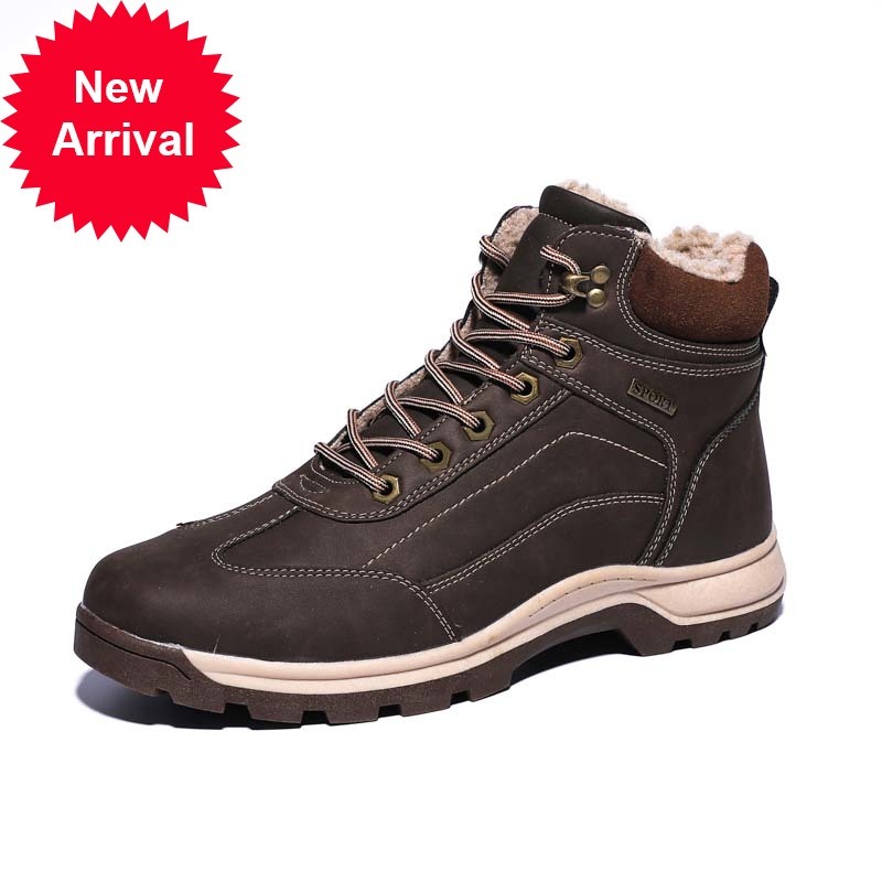 

Men's outdoor boots winter high-quality cotton hot ankle snowshoes deserted tactical combat shoes 39-48, Light brown.