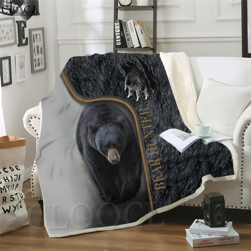

CLOOCL Blankets Animal Bear Hunting Beast 3D Print Harajuku Sofa Travel Throw Blanket Teens Plush Quilt