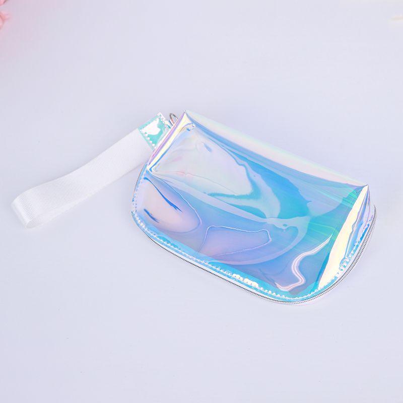 

Fashion TPU Magic Color Make Up Toiletry Storage Cosmetic Bag Women's MakeUp Transparent Shell HandBag Laser Case Coin Purse, 20x11.5x5cm
