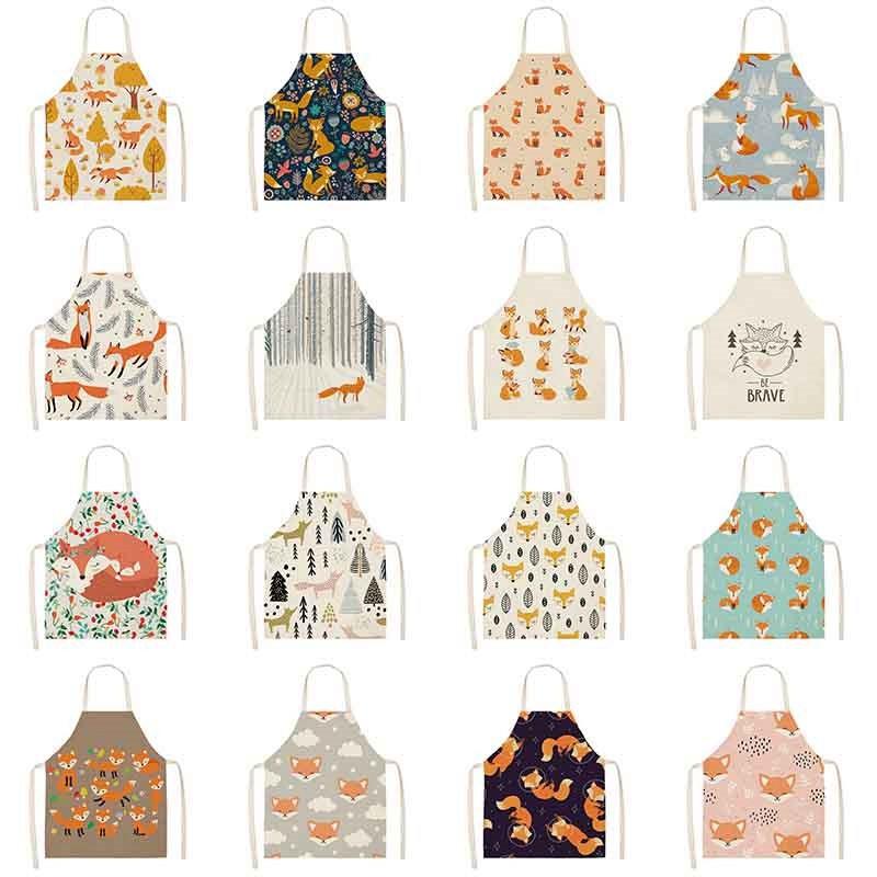 

Cartoon Linen Apron Kitchen Cooking Chef BBQ Household apron adult smock