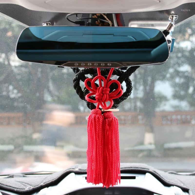 

JP JUNCTION PRODUCE KIN TSUNA ROPE FUSA KIKU KNOTS FOR CAR REARVIEW MIRROR ORNAMENTS BLACK WHITE CHINESE MASCOT LUCKY CHARMS1