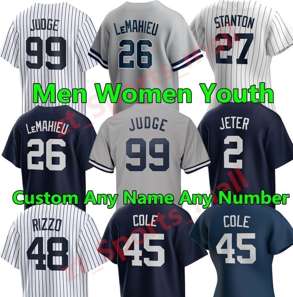 

Mens Derek Jeter DJ LeMahieu Aaron Judge Baseball Yankees Jerseys Mattingly Mariano Jeter Rivera Babe Ruth Bernie Williams Sabathia Men Women Youth Custom jersey, As shown in illustration