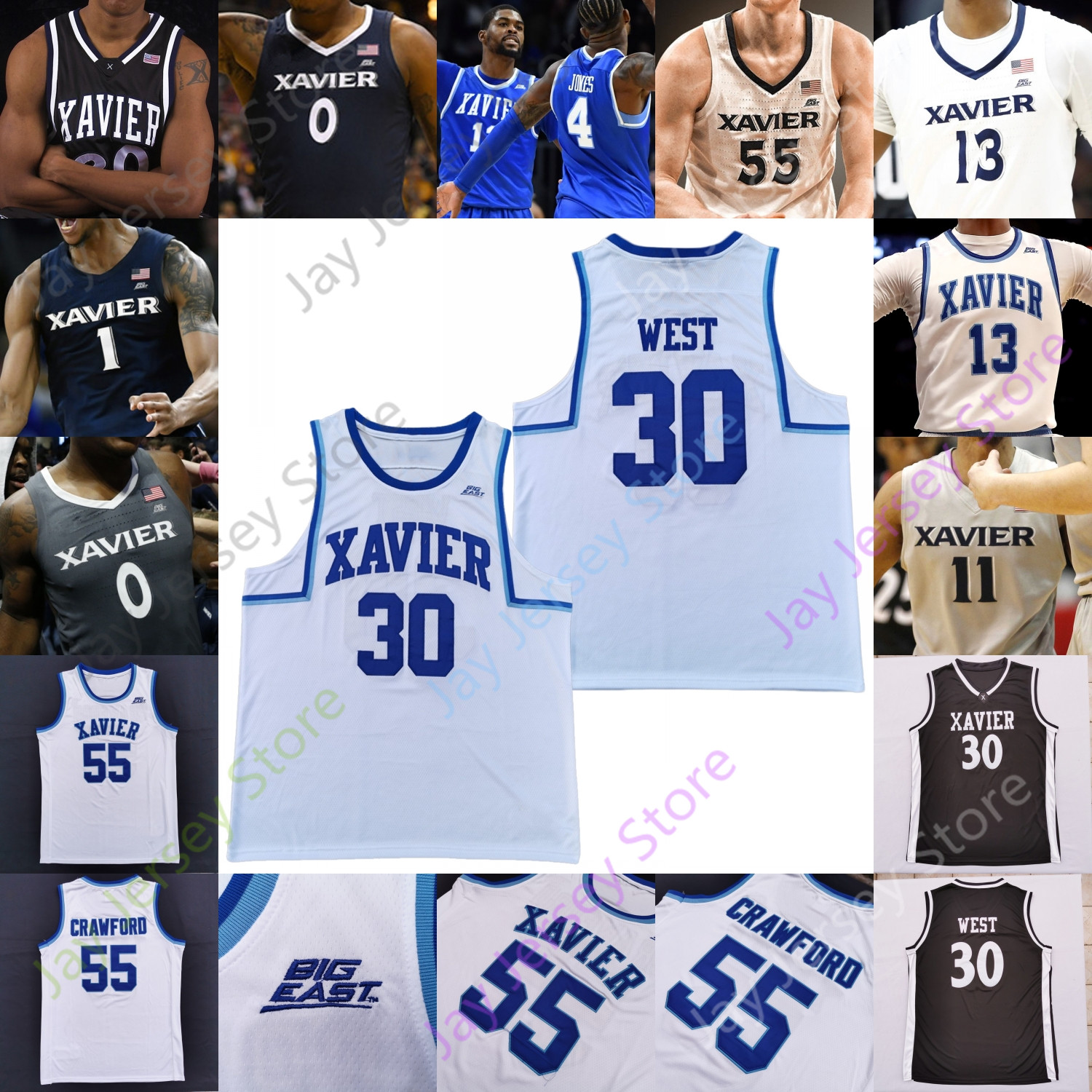 

2020 Custom Xavier Basketball Jersey NCAA College Jason Carter Crawford West Dwon Odom KyKy Tandy C.J. Wilcher Daniel Ramsey Dieonte Miles, Grey ii