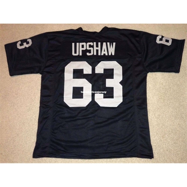 

Cheap Retro custom Sewn Stitched #63 Gene Upshaw Black MITCHELL & NESS Jersey Top S-5XL,6XL Men's Football Jerseys Rugby