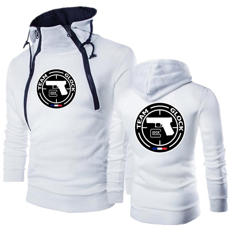 

Men's Hoodies & Sweatshirts 2022 Spring Autumn Pistol Brand Logo Cotton Soft Fabrics Printed Mens Fashion Double Zip Solid Color Hoodi, Black